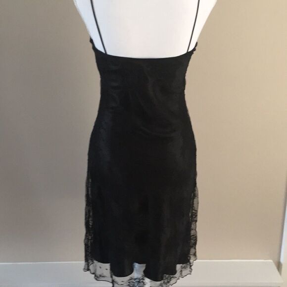LAUNDRY Black Lace Overlay Spaghetti Strap Cocktail Dress Size 4 - Picture 5 of 6